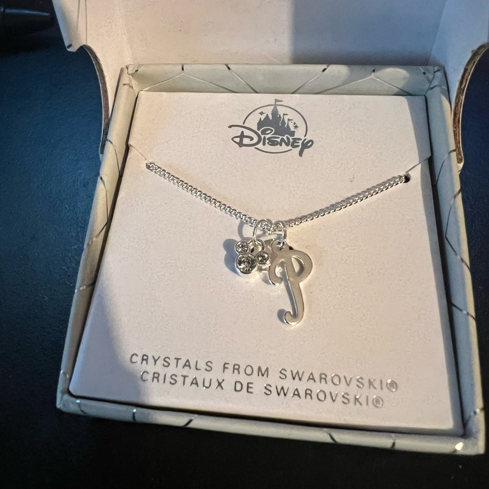 Disney silver “P” Necklace crystals from Swarovski
